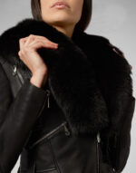 Women's Black Fur Leather Jacket - Image 4