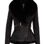 Women's Black Fur Leather Jacket