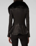 Women's Black Fur Leather Jacket - Image 6