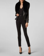 Women's Black Fur Leather Jacket - Image 3
