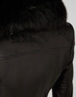 Women's Black Fur Leather Jacket - Image 5