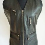 Women's Black Vintage Genuine Leather Vest