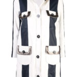 Women's Black & White leather Jacket Coat