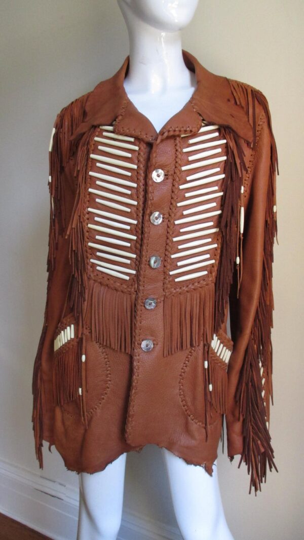 Women's Brown Handmade Leather Fringe Jacket - Image 9