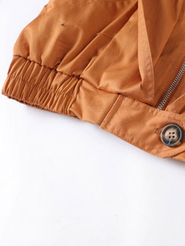 Women's Brown Hooded Leather Jacket - Image 4