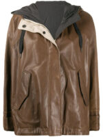 Women's Brown Hooded Leather Jacket