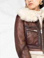 Women's Brown Shearling Leather Jacket - Image 2