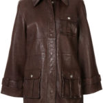 Women's Button Front Leather Jacket