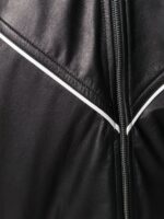 Women's Contrasting Stripe Black Leather Jacket - Image 5