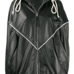 Women's Contrasting Stripe Black Leather Jacket