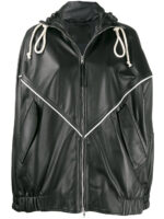 Women's Contrasting Stripe Black Leather Jacket