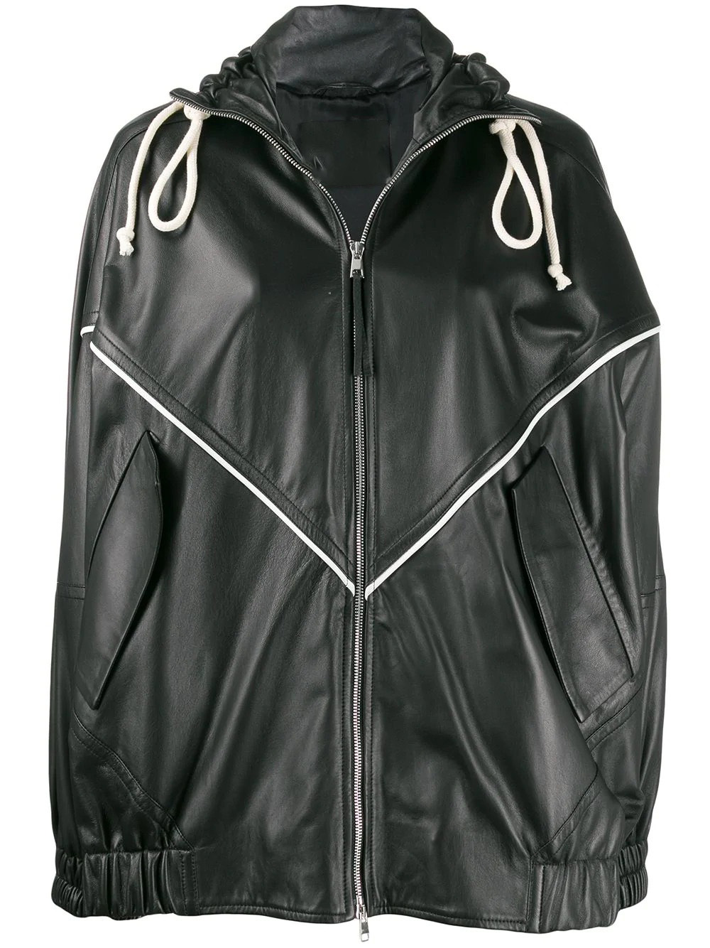 womens-contrasting-stripe-black-leather-jacket (5) Women's Contrasting Stripe Black Leather Jacket - Image 1