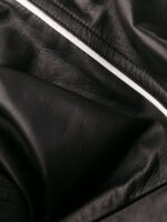 Women's Contrasting Stripe Black Leather Jacket - Image 7