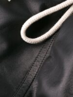 Women's Contrasting Stripe Black Leather Jacket - Image 6