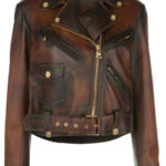 Vintage Distressed Leather Biker Jacket