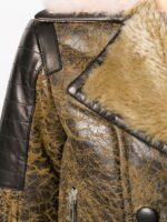 Women's Distressed Shearling Leather Jacket Collar