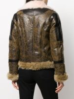 Women's Distressed Shearling Leather Jacket Back
