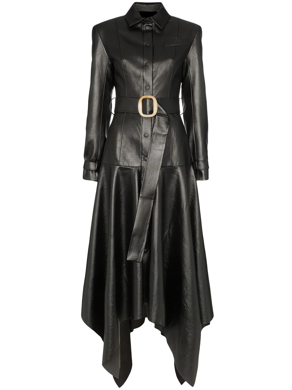 womens-faux-leather-belted-coat (2) Women's Faux Leather Belted Coat - Image 1
