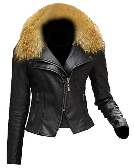 womens-genuine-black-leather-jacket (2) Women's Black Furry Biker Leather Jacket - Image 1