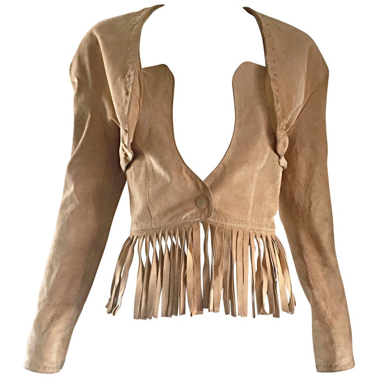 womens-leather-suede-fringe-jacket Women's Leather Suede Fringe Jacket