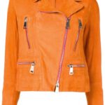 Women's Orange Metro Leather Jacket
