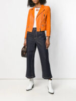 Women's Orange Metro Leather Jacket - Image 3