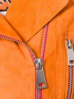 Women's Orange Metro Leather Jacket - Image 5