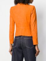 Women's Orange Metro Leather Jacket - Image 4
