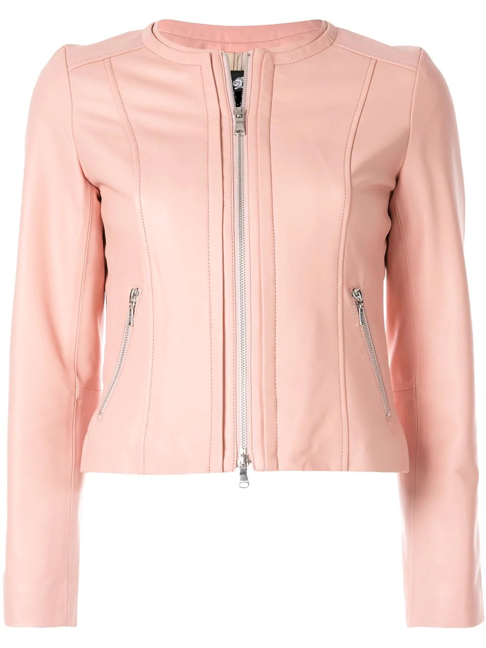 womens-soft-pink-zipped-leather-jacket (4) Women's Soft Pink Zipped Leather Jacket - Image 1