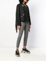 Women's Studded Black Fringe Leather Jacket - Image 3