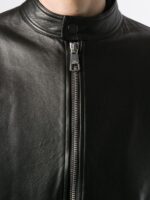 Men's Black Zipped-Up Leather Jacket - Image 3