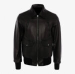 Men's Fashion Black Leather Bomber Jacket