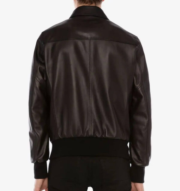 Men's Fashion Black Leather Bomber Jacket