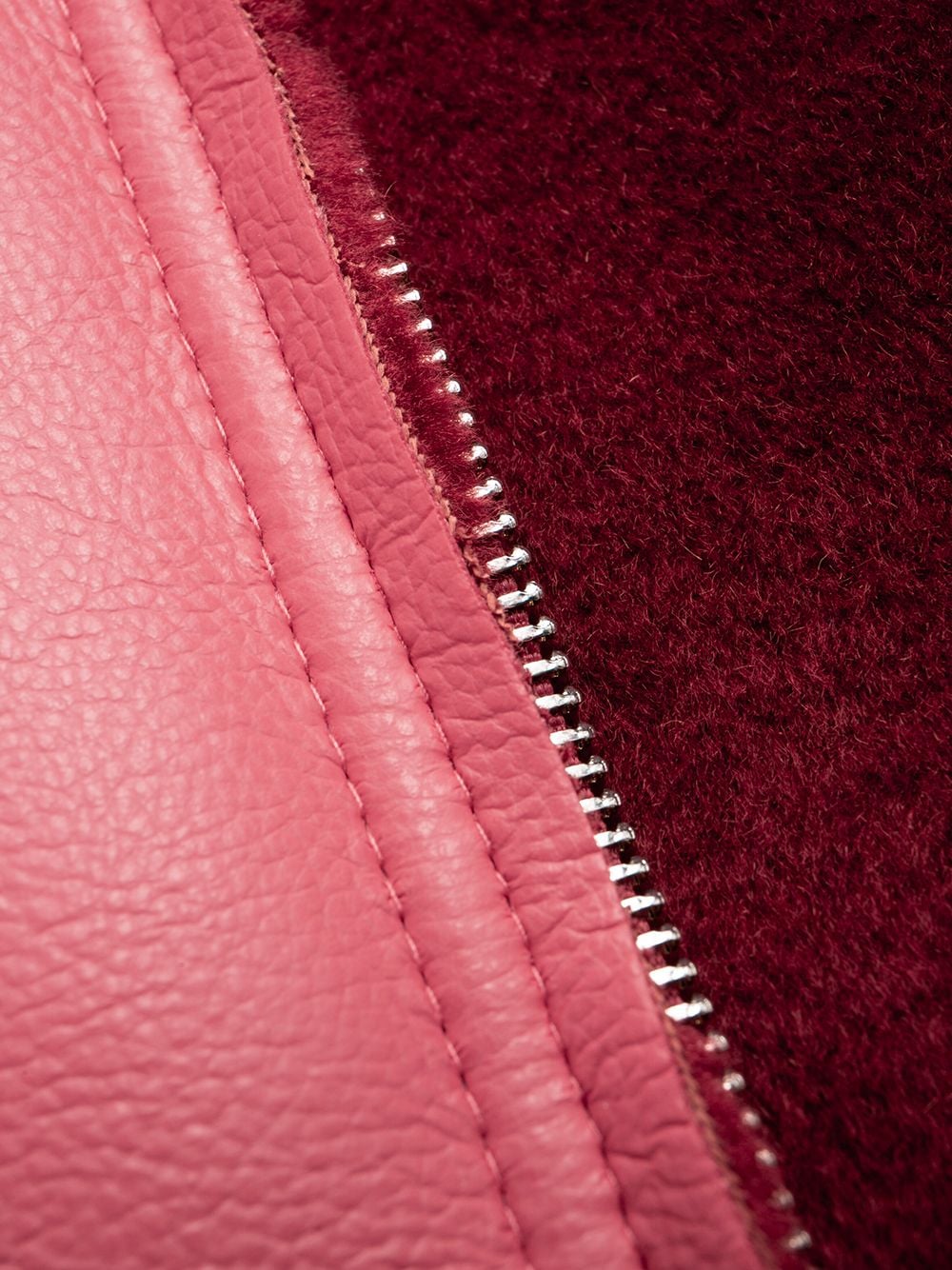 Women's Pink Shearling Lined Leather Jacket Maker of Jacket