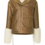 Brown Lambskin Contrast Boxy Jacket