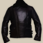 Men Black Rider Shearling Leather Jacket