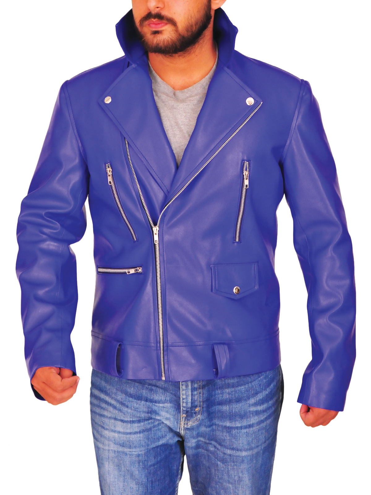 men-blue-brando-leather-jacket (4) Blue Brando Leather Jacket - Image 1