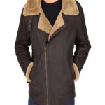 Men Brown B3 Shearling Bomber Jacket & Coat
