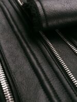 Men's Black Shearling Lined Leather Jacket - Image 5