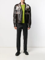 Men's Brown Flap Pocket Leather Jacket - Image 3