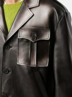 Men's Brown Flap Pocket Leather Jacket - Image 4