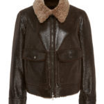 Men's Brown Shearling Trimmed Leather Jacket