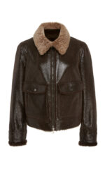 Men's Brown Shearling Trimmed Leather Jacket