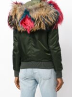 Men's Fur Lined Green Bomber Jacket - Image 4