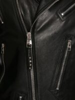 Men's Shiny Black Calfskin Leather Jacket - Image 5