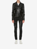 Men's Shiny Black Calfskin Leather Jacket - Image 2