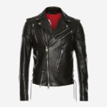 Men's Shiny Black Calfskin Leather Jacket