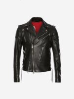 Men's Shiny Black Calfskin Leather Jacket