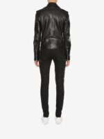 Men's Shiny Black Calfskin Leather Jacket - Image 3