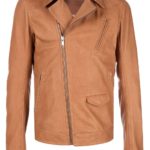 Men's Silver Zipper Brown Biker Leather Jacket
